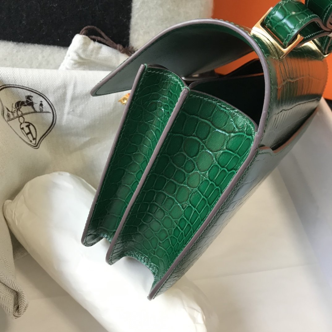 HM Constance 23 Pattern Crocodile Gretlm For Womtlm, Handbags, Shoulder Bag 9in/23cm