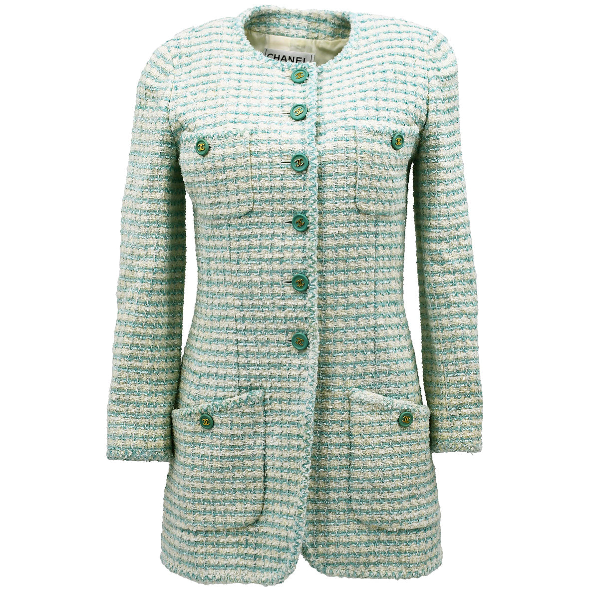 Chanel Single Breasted tweed Jacket Blue 20 #36
