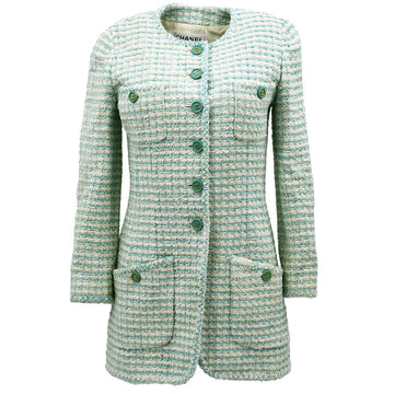 Chanel Single Breasted tweed Jacket Blue 20 #36