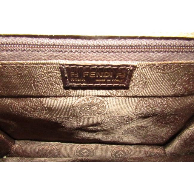 Fendi dark yellow Zucchino print two-way purse w FF trim