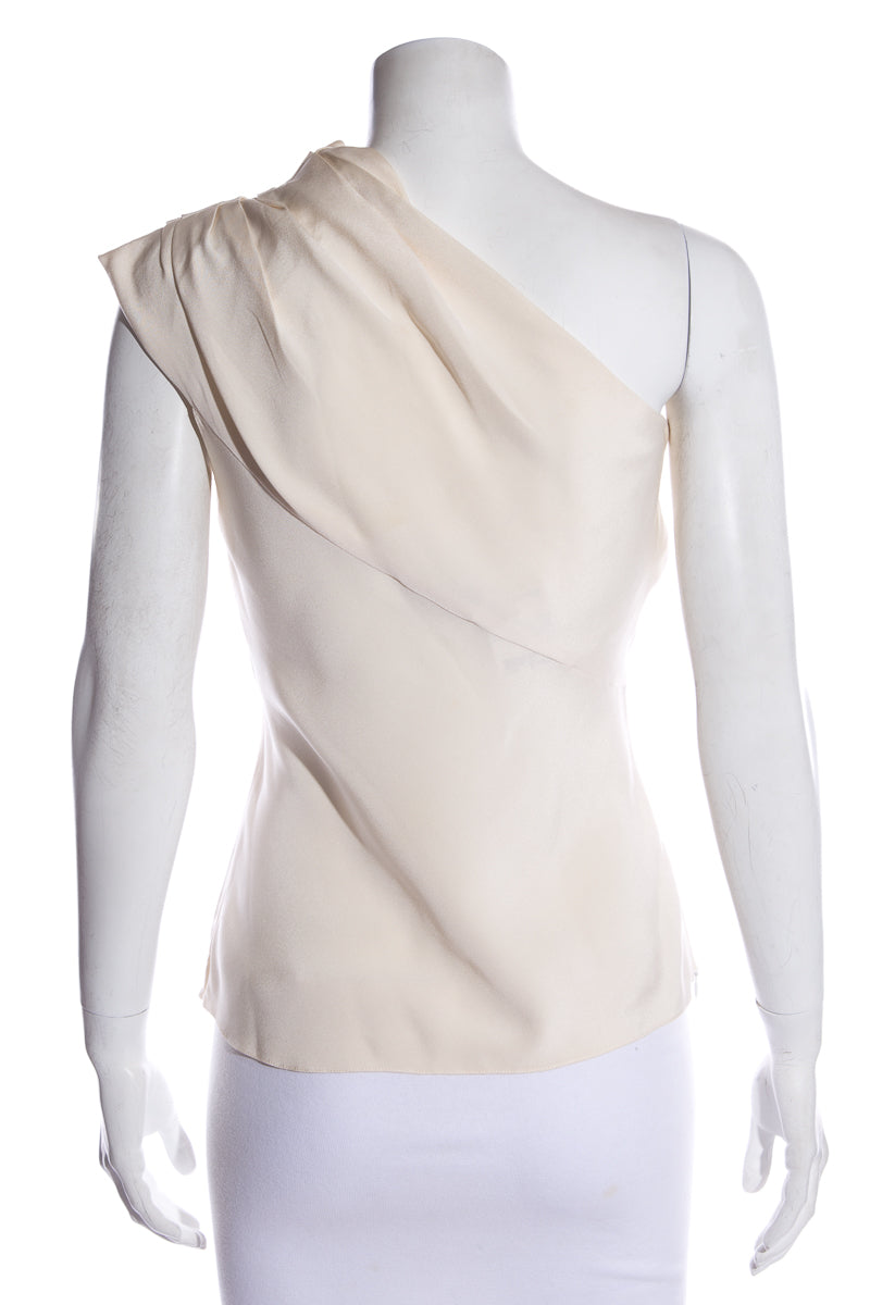 Lanvin Cream One Shoulder Blouse SZ 42