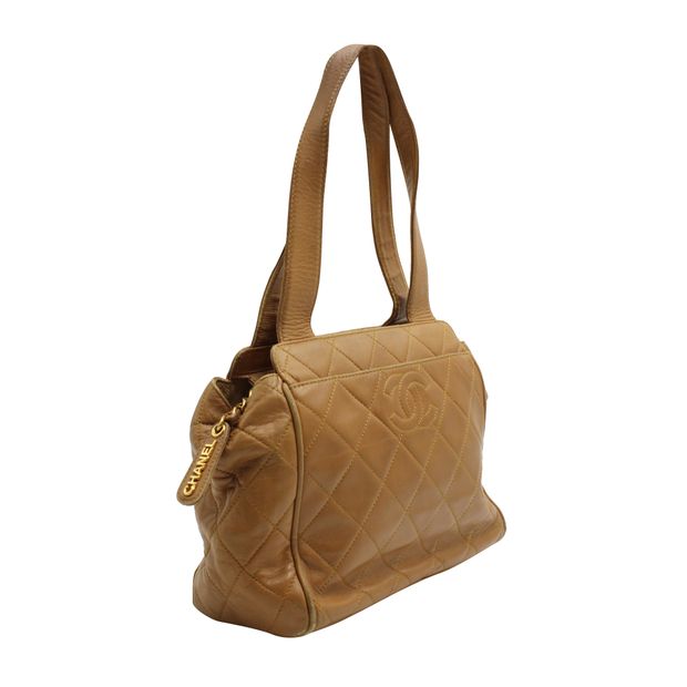 CHANEL Vintage Tan Quilted Shoulder Bag