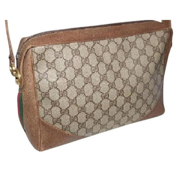 Gucci Sale Designer Purses Large G Logo Print Coated Canvas Brown Leather Red And Green Striped Sides