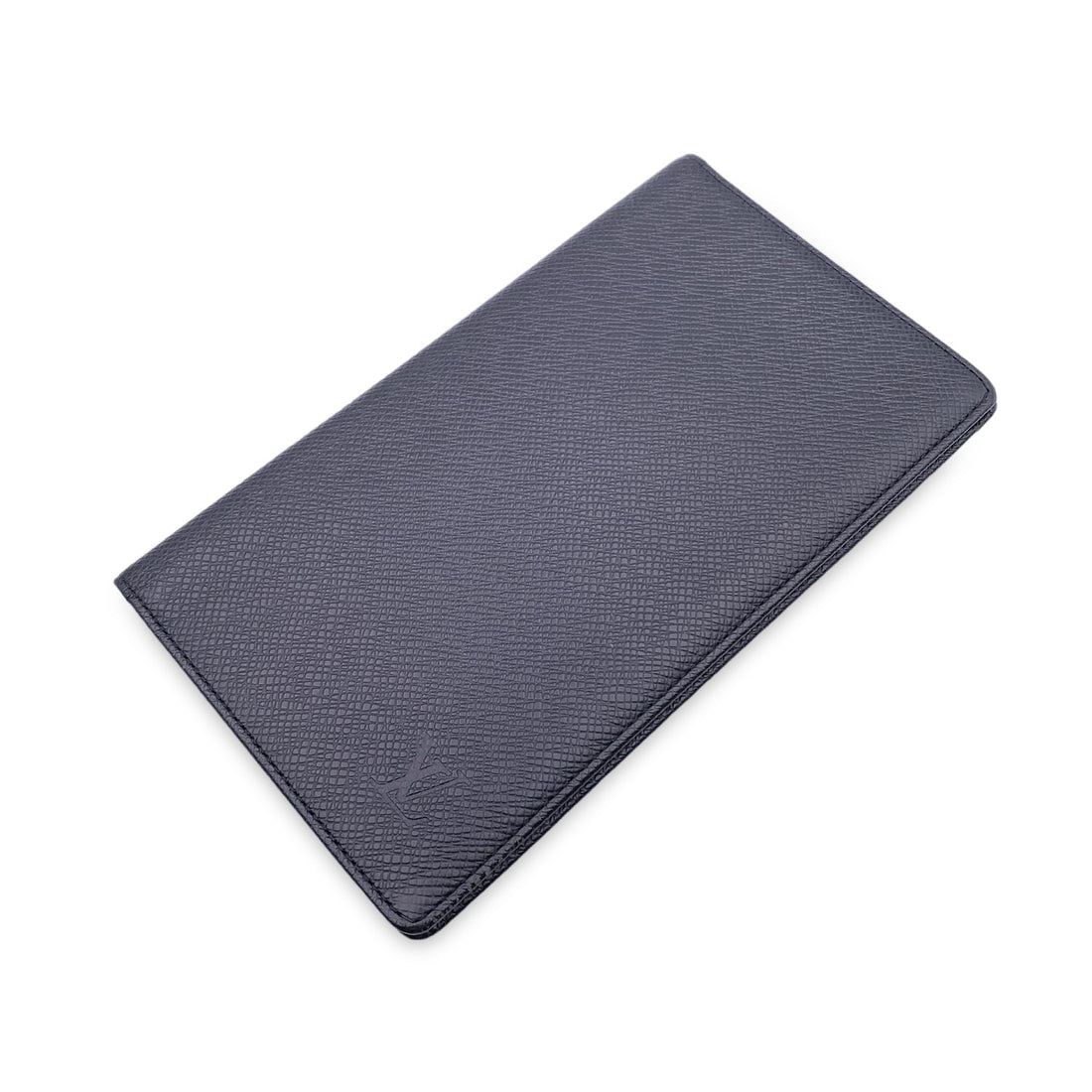 LOUIS VUITTON Vintage Black Taiga Leather Vertical Bifold Long Wallet