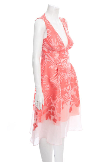 Lela Rose Pink Floral Sleeveless Dress Size 2