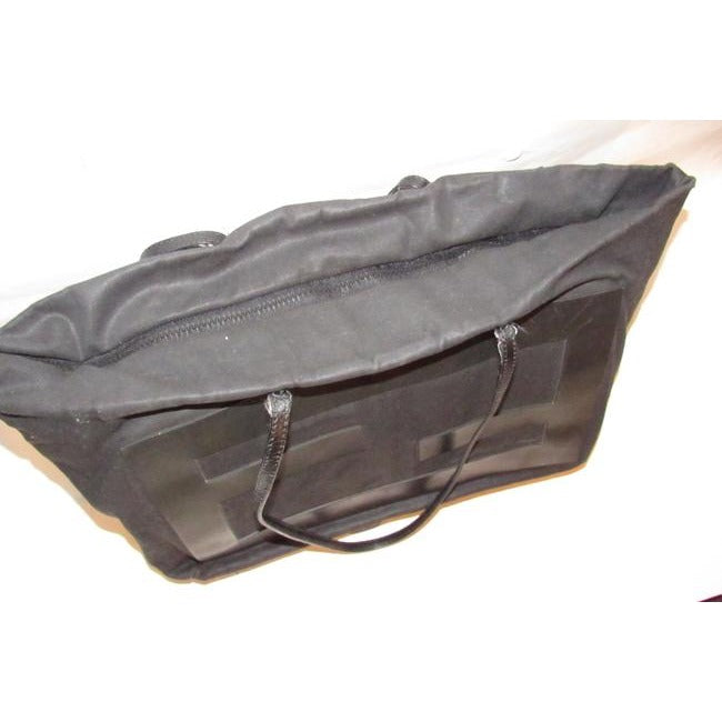 Fendi Style Purse Black W Xl Black Ff Logo Canvas And Leather Tote