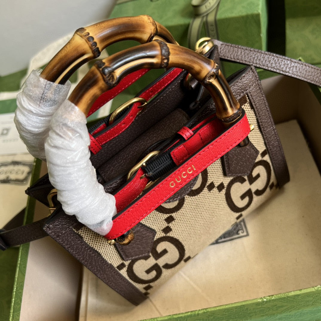 gg Diana Jumbo gg Mini Tote Bag Camel And Ebony Jumbo gg Canvas Brown For Womtlm 7.9in/20cm 655661 UKMFT 2672