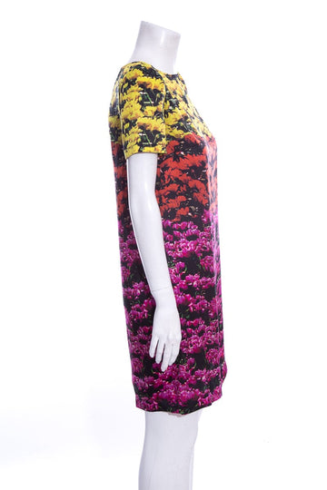 Mary Katrantzou Multicolor Short Sleeve Floral Printed Mini Dress SZ 8