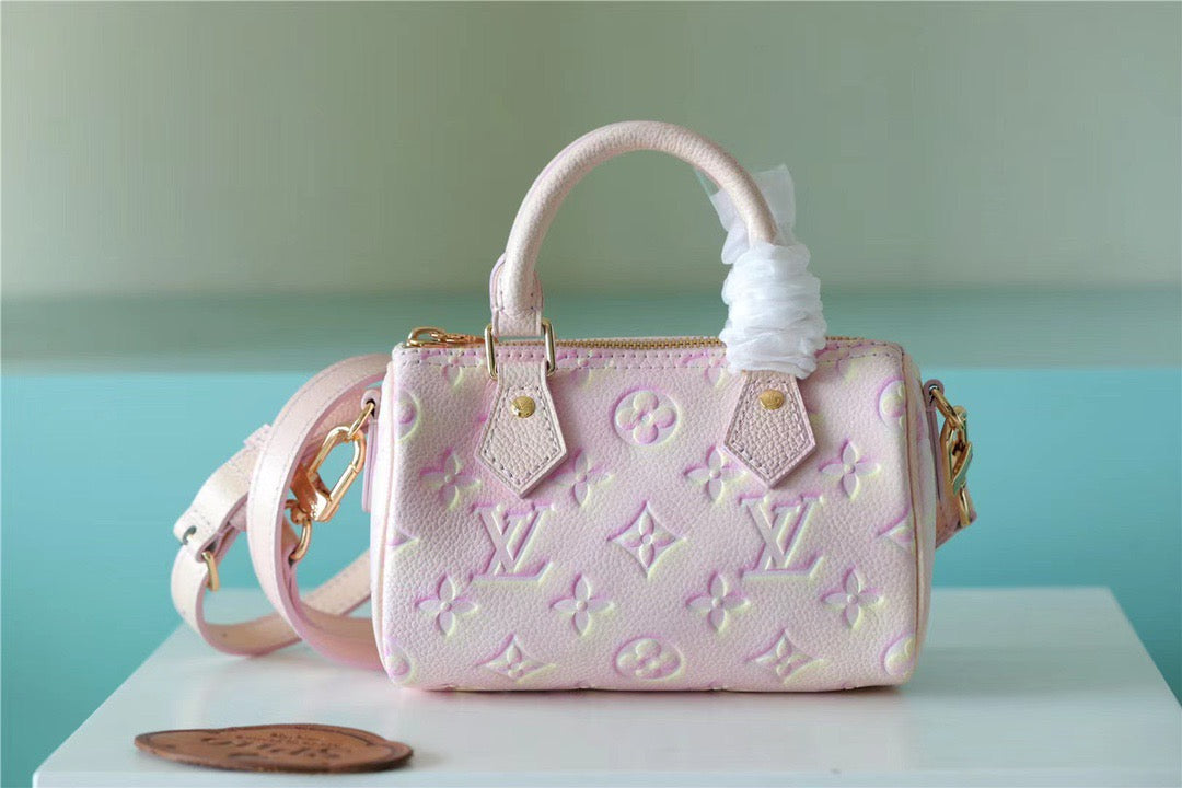 LV Nano Speedy Monogram Empreinte Pink For Womtlm,  Shoulder And Crossbody Bags 16cm/6.3in LV M81508