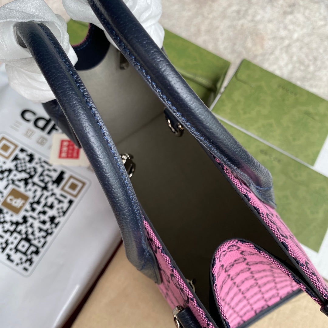 gg Small Tote Bag With Interlocking G In Pink And Blue gg Canvas For Women 12in/31cm gg