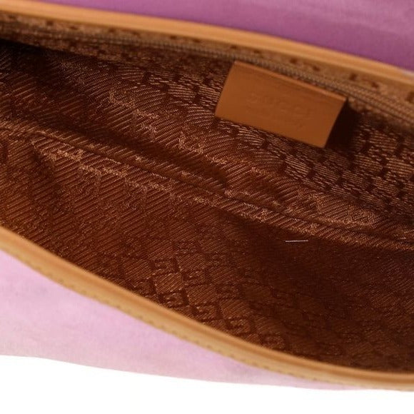 Tom Ford era, RARE, Gucci, tiger charm chain style, camel leather & pink suede purse with a heavy gold tiger's head on a chain clasp