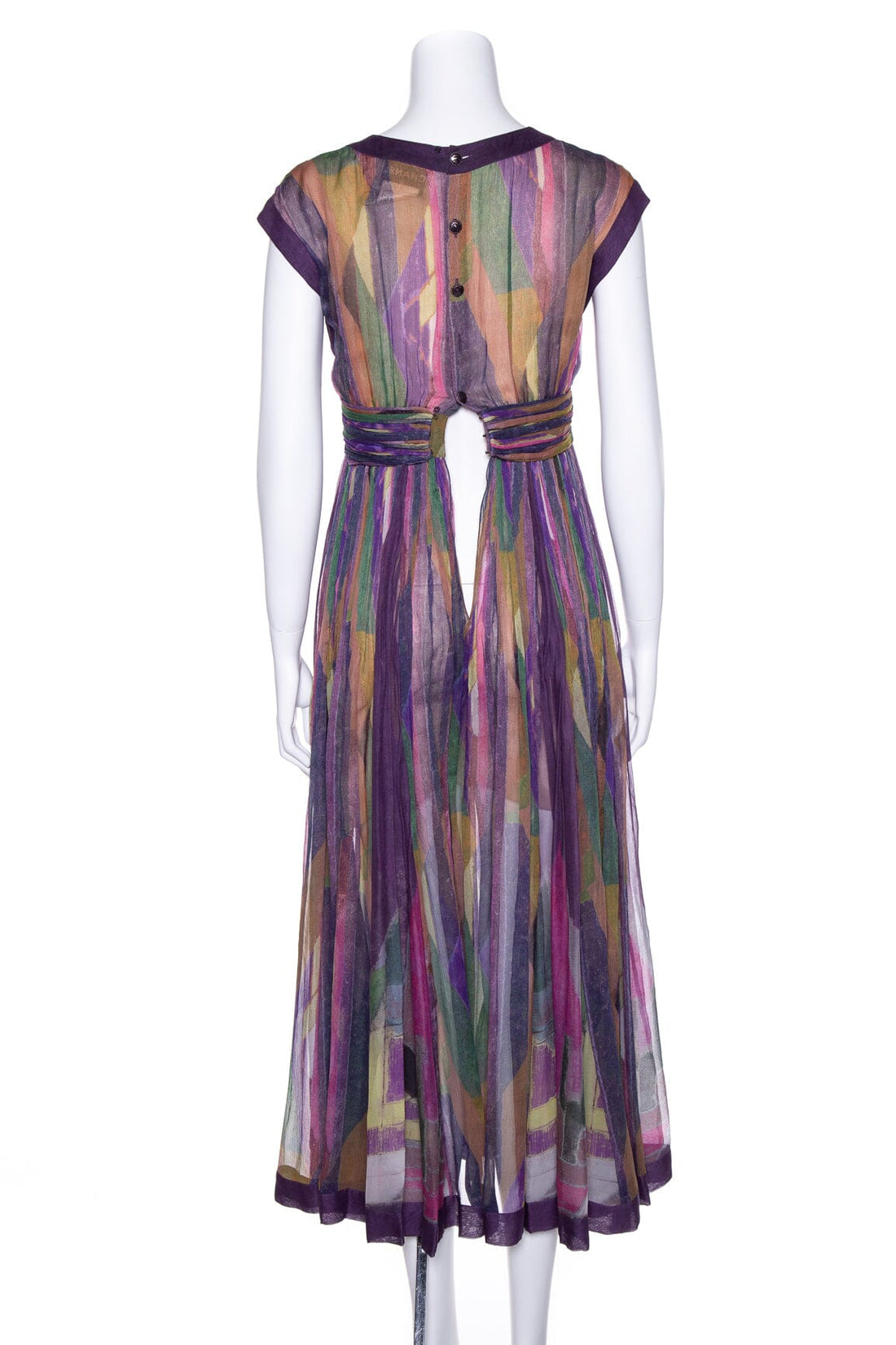 Chanel Purple & Multicolor Printed Sleeveless Dress SZ 34
