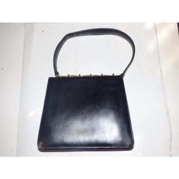 Gucci Kelly Style Black W Bold Gold Hardware Leather Shoulder Bag