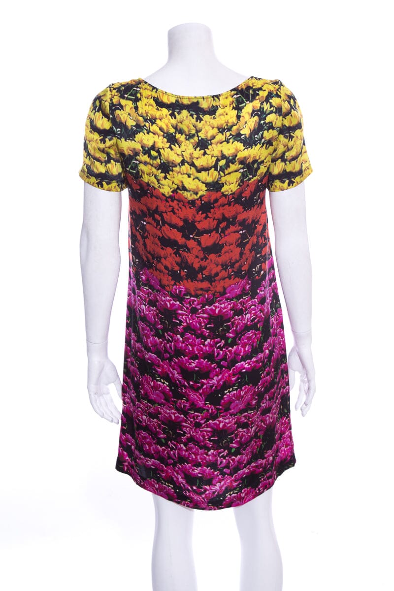 Mary Katrantzou Multicolor Short Sleeve Floral Printed Mini Dress SZ 8