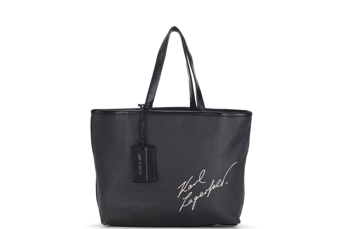 CHANEL KARL LAGERFELD LE MOBILE ART BLACK COATED CANVAS TOTE (1257xxxx), WITH , NO DUST COVER