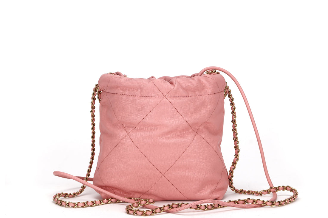 CHANEL 22 MINI (N89Pxxxx) SOFT PINK CAVIAR LEATHER GOLD HARDWARE, WITH DUST COVER & BOX