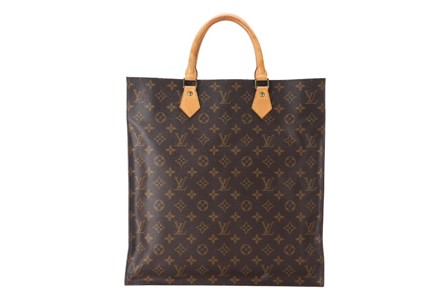LOUIS VUITTON SAC PLAT TOTE HAND (MI1920) MONOGRAM BROWN GOLD HARDWARE NO DUST COVER