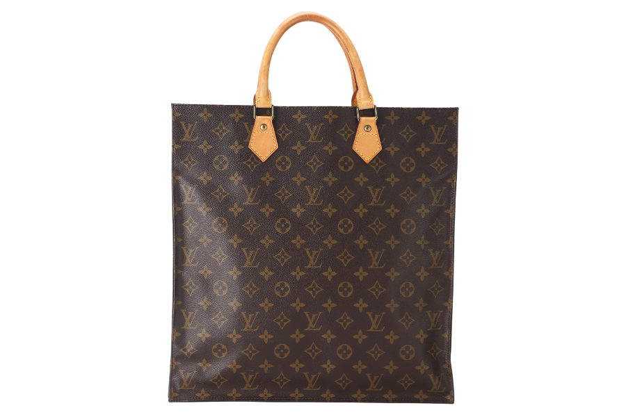 LOUIS VUITTON SAC PLAT TOTE HAND (MI1920) MONOGRAM BROWN GOLD HARDWARE NO DUST COVER