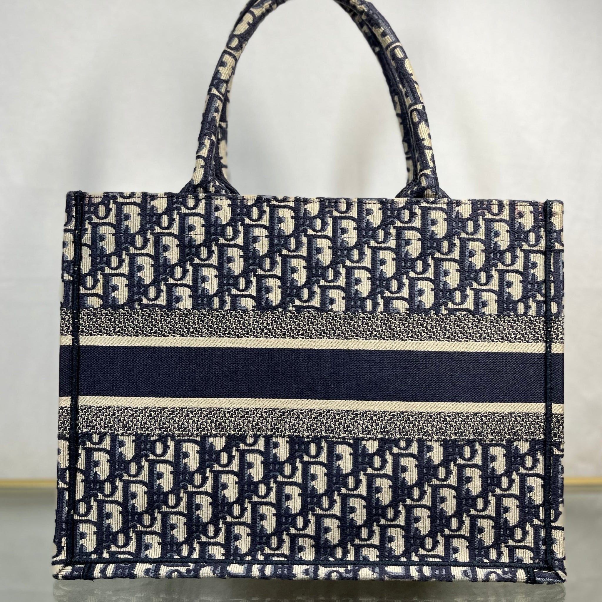 Dior Book Medium Blue Oblique Cavas Tote