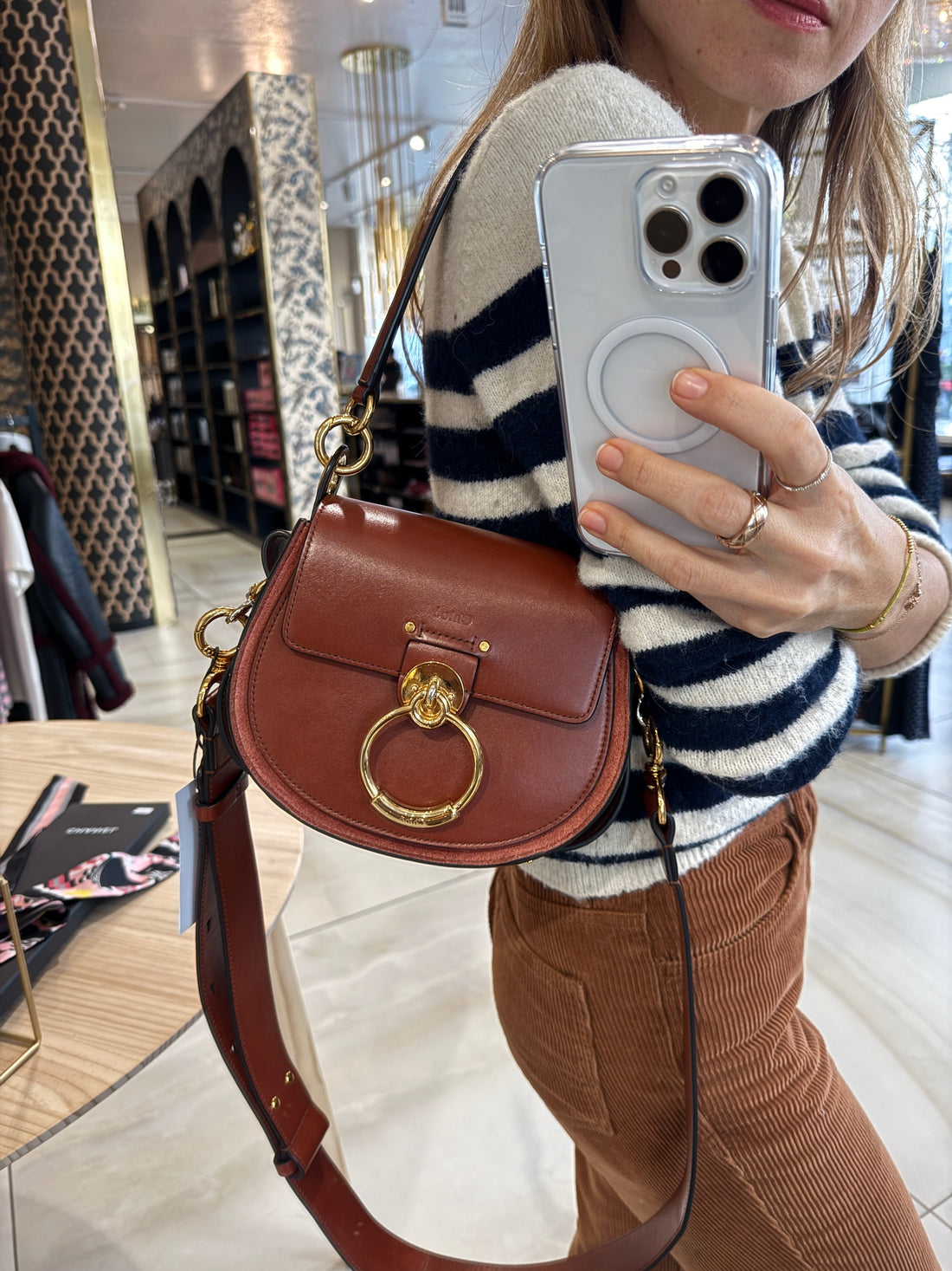 Tess Small Crossbody Bag in Sepia Brown