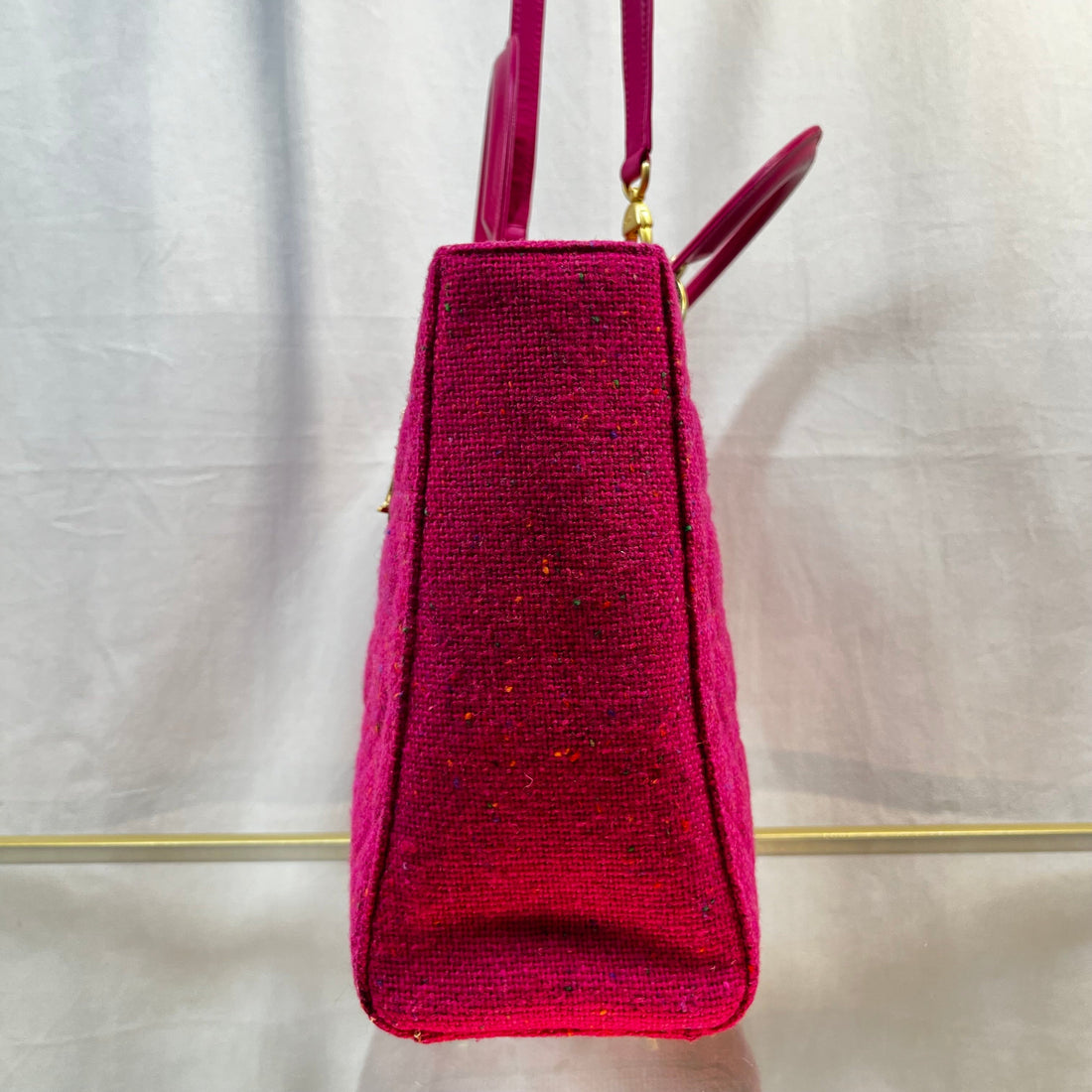 Christian Dior Large Lady Dior Pink Moyen Tweed Cannage Tote Bag TS3693