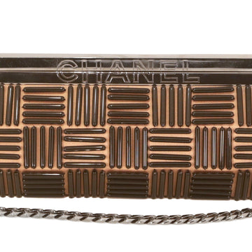 Chanel Beige Satin Applique Frame Bag