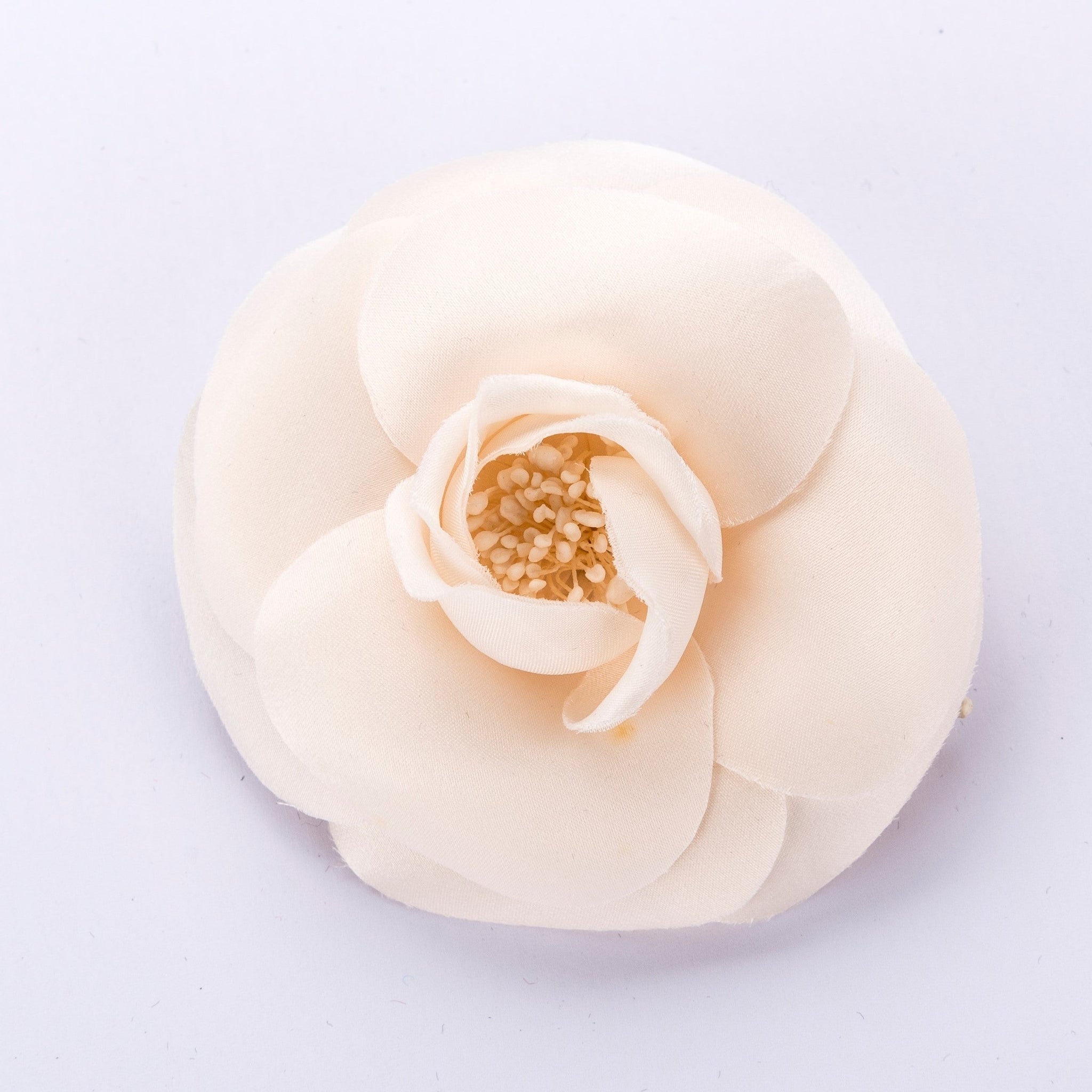 Chanel Camellia Brooch Satin White Color with Box