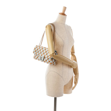 CHANEL Small Denim Canebiers Net Flap Blue