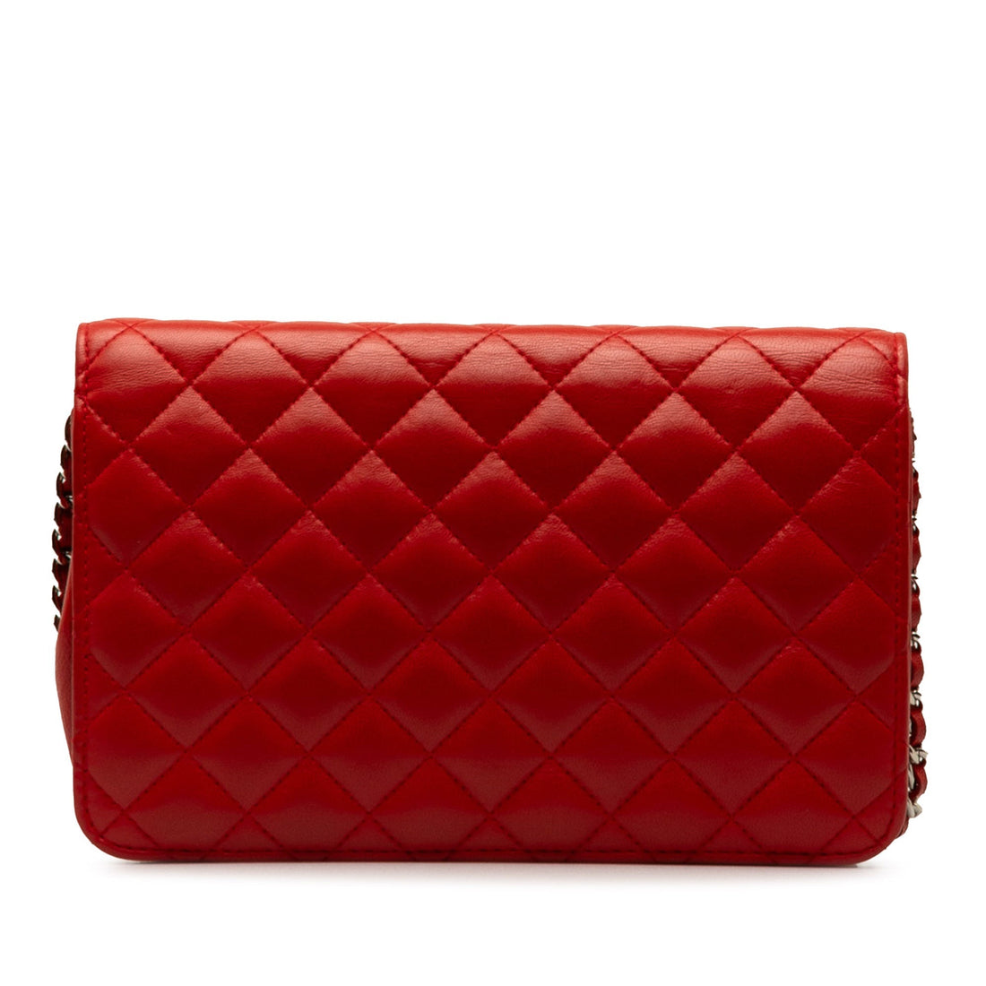 Chanel Diamond CC Lambskin Wallet on Chain Crossbody Bag