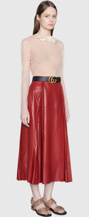 Gucci GG 2015 Re edition Marmont Black Wide Leather Belt with Gold Buckle