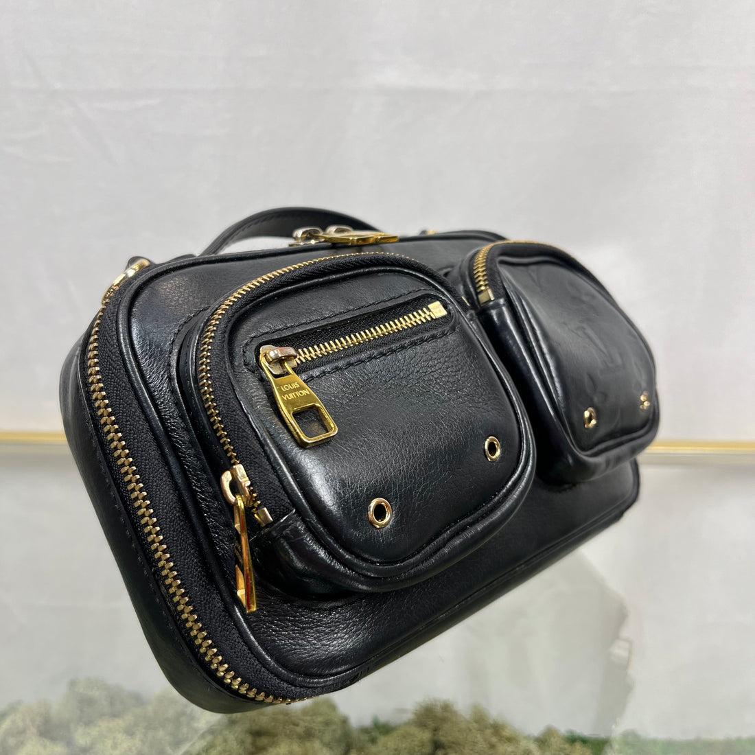 LOUIS VUITTON Monogram Embossed Utility Black Crossbody