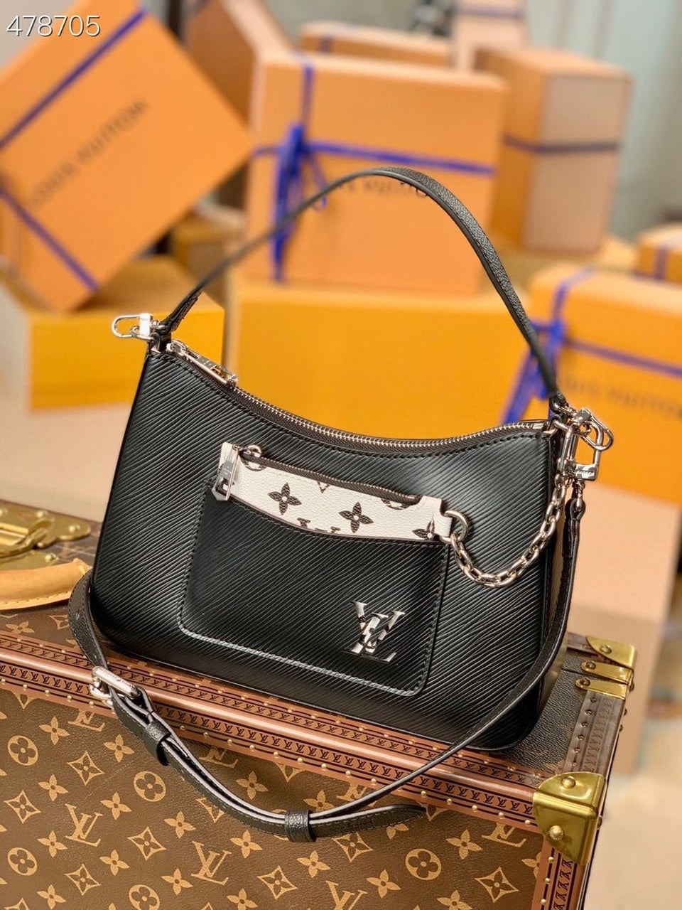 LV Marelle Tote MM Epi Black For Womtlm, Womtlm’s Handbags, Shoulder And Crossbody Bags 11.8in/30cm LV M59954