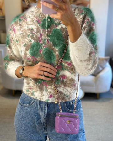 Chanel Purple Coco Crush Mini Vanity Bag in Lambskin Leather with Antique Gold Hardware