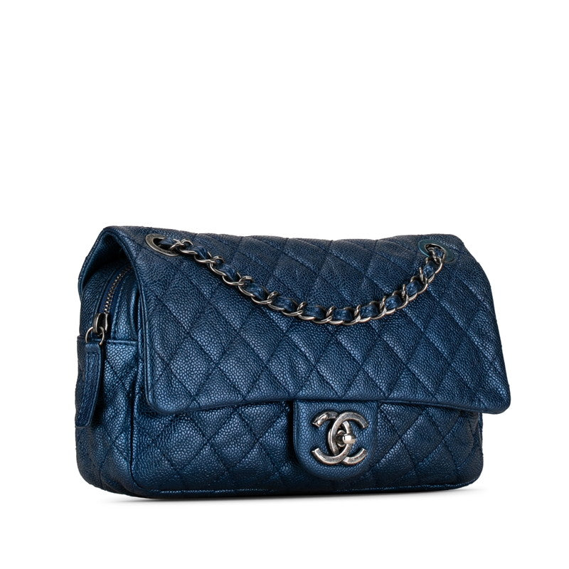 Chanel CC Quilted Caviar Chain Flap Bag Leather Shoulder Bag in Good condition