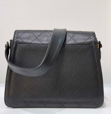 Chanel Small Vintage CC Stitched Caviar Flap Shoulder Bag