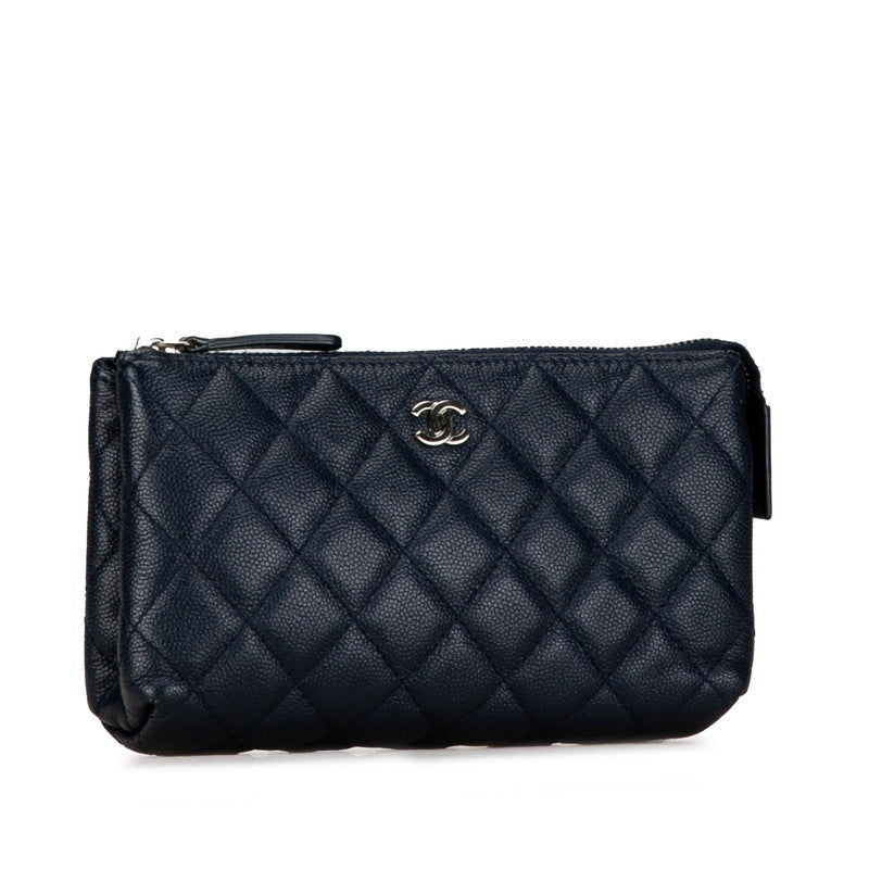 Chanel Quilted Caviar Makeup Pouch Leather Vanity Bag in Good condition