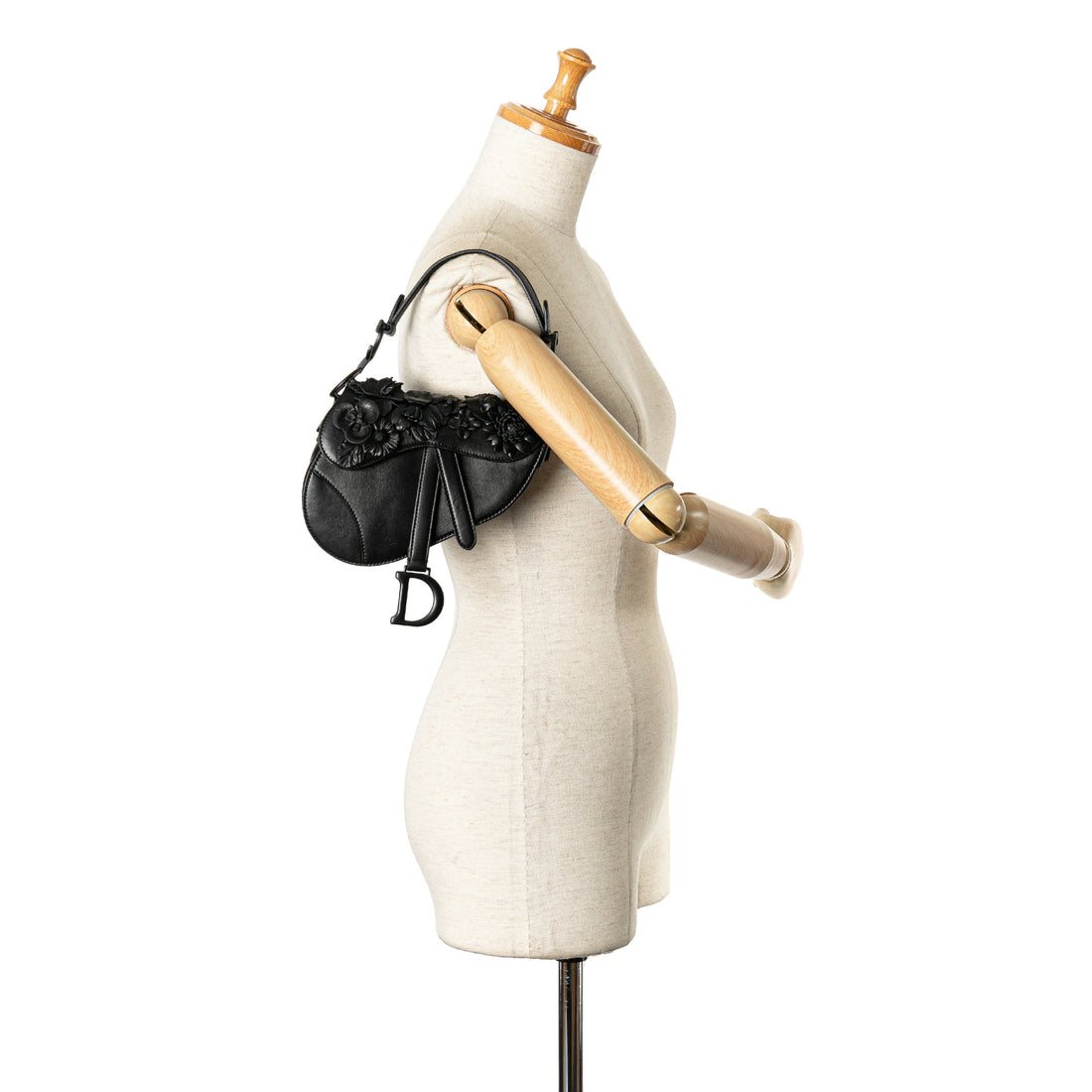 Dior Mini Lambskin Floral Applique Saddle Black