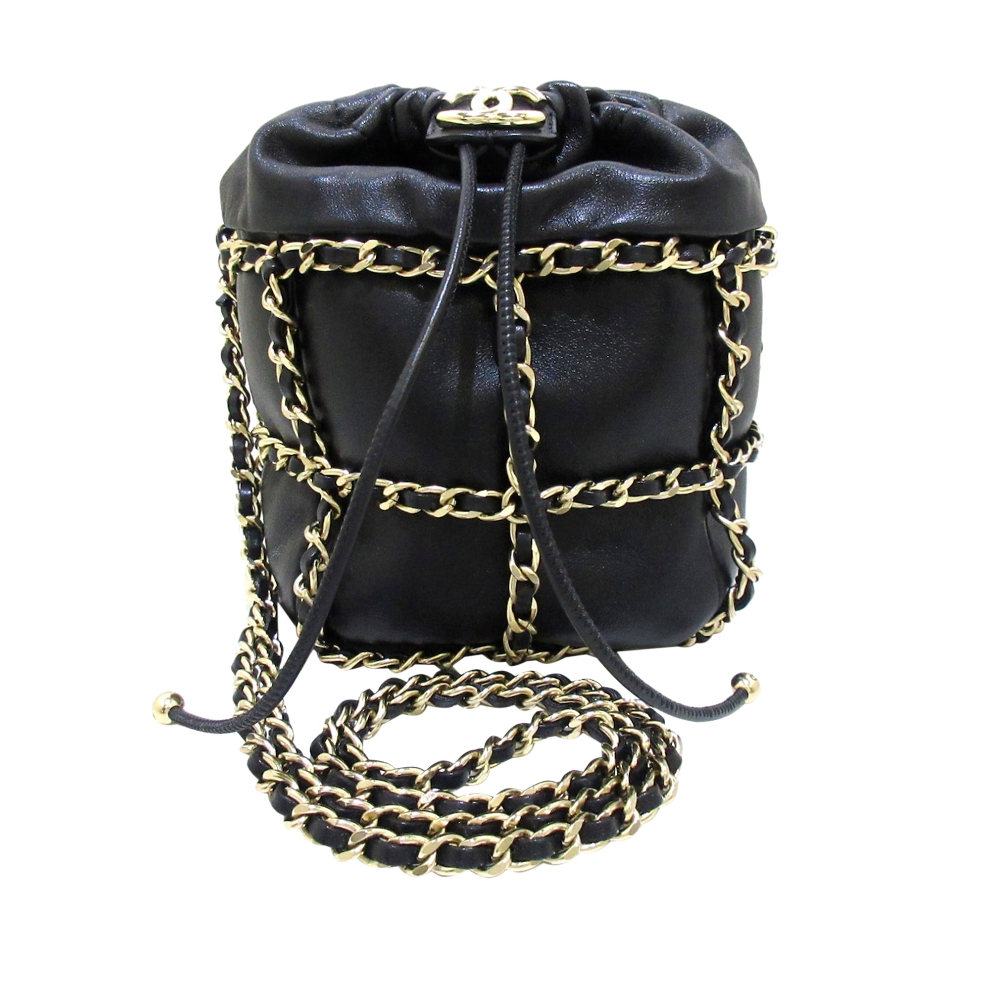 Chanel Drawstring Cage Chain Black bag