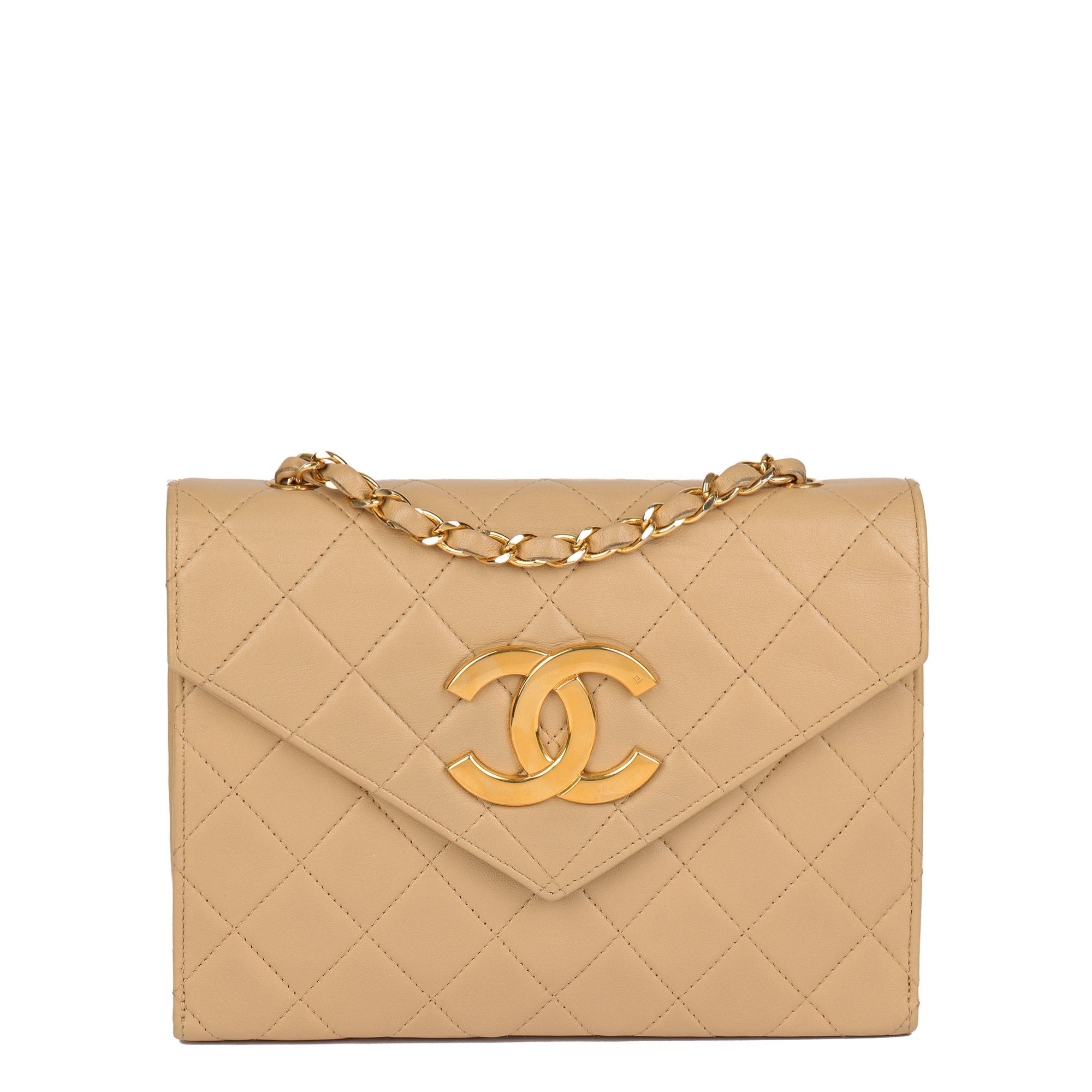 Chanel Beige Quilted Lambskin Vintage Mini Classic Single Flap Bag