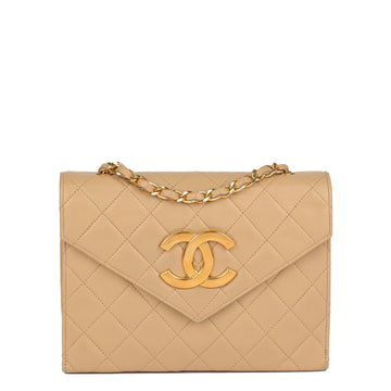 Chanel Beige Quilted Lambskin Vintage Mini Classic Single Flap Bag