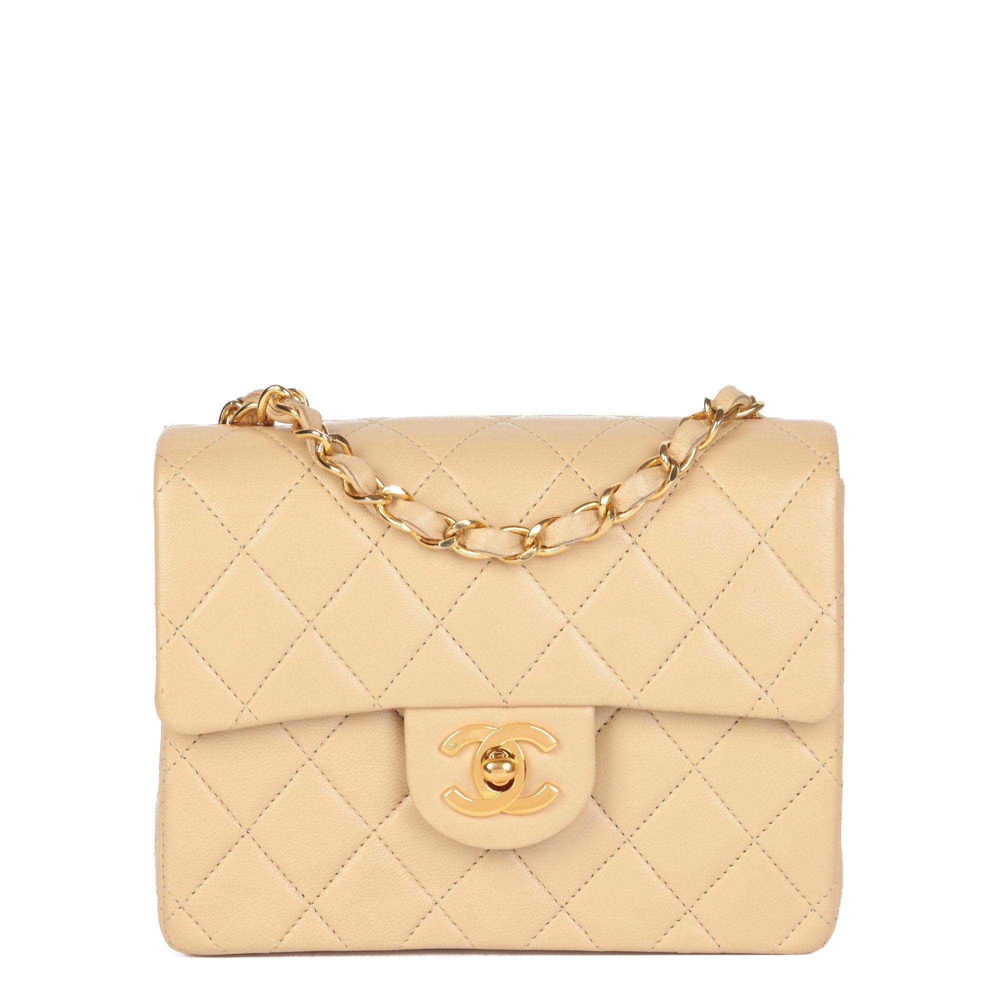 Chanel Beige Quilted Lambskin Vintage Square Mini Flap Bag