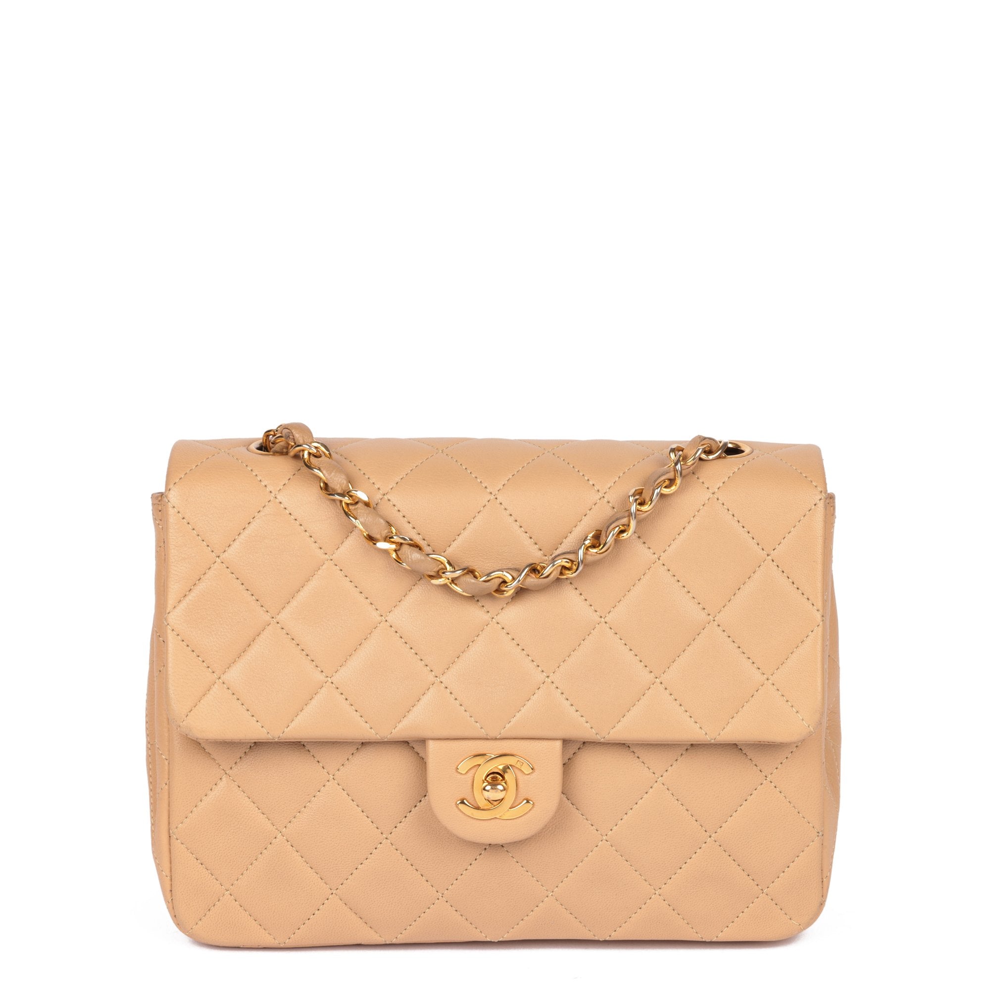 Chanel Beige Quilted Lambskin Vintage Square Mini Flap Bag