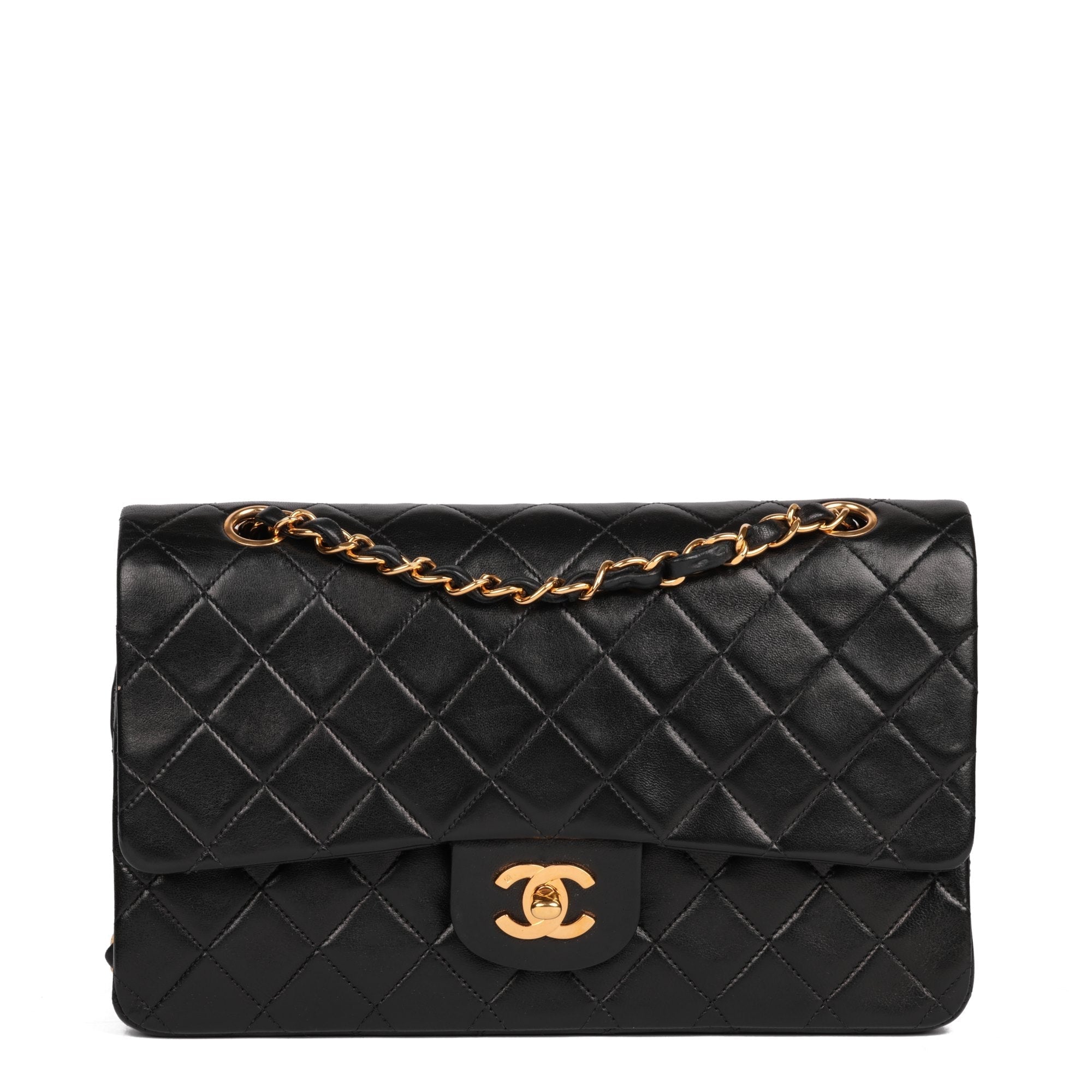 Chanel Black Quilted Lambskin Vintage Medium Classic Double Flap Bag