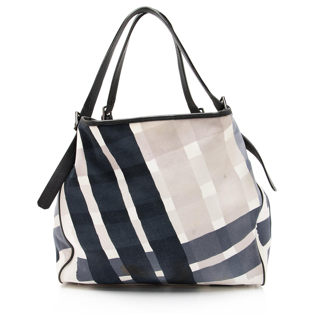 Burberry Brushstroke Mega Check Canvas Large Shopper Tote