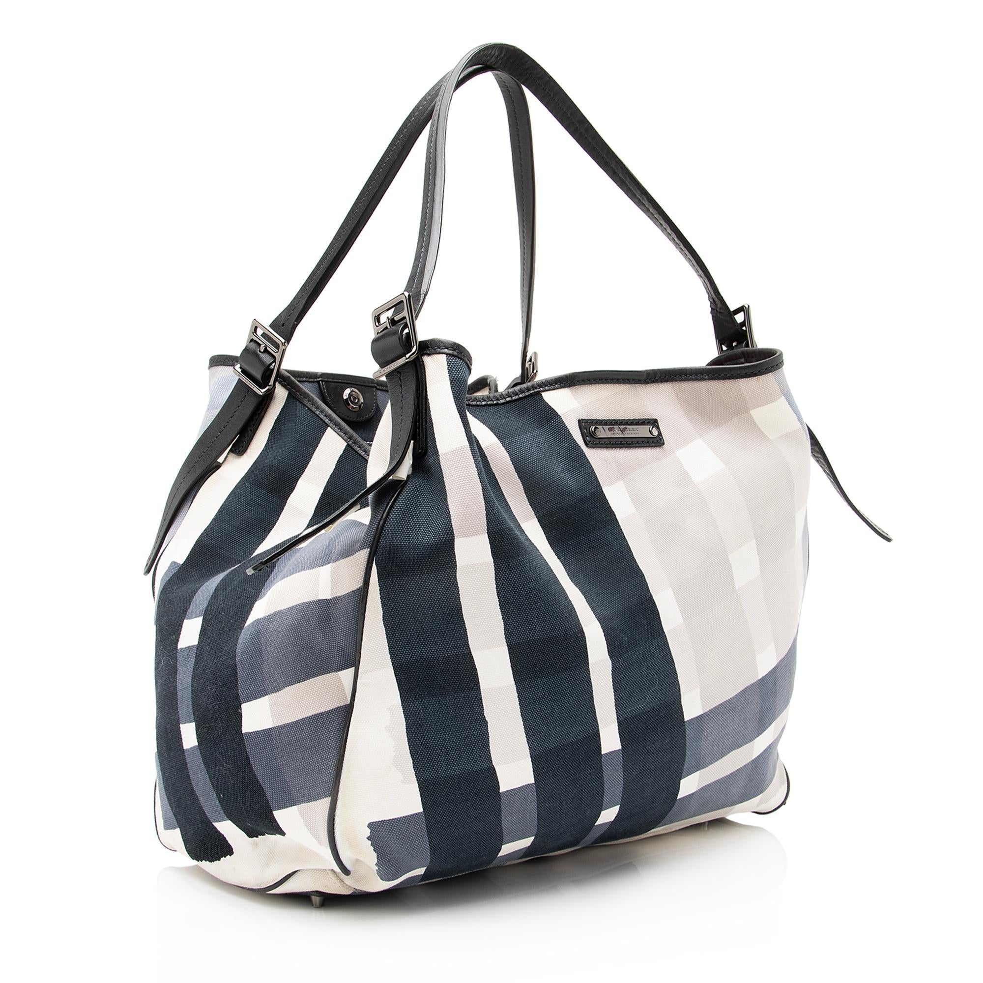Burberry Brushstroke Mega Check Canvas Large Shopper Tote