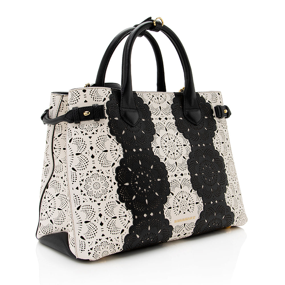 Burberry Laser Cut Leather Banner Medium Tote