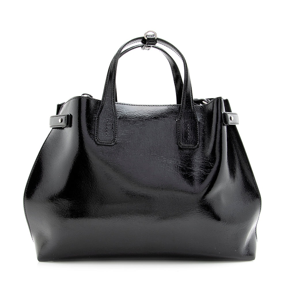 Burberry Patent Soft Calfskin Banner Small Tote