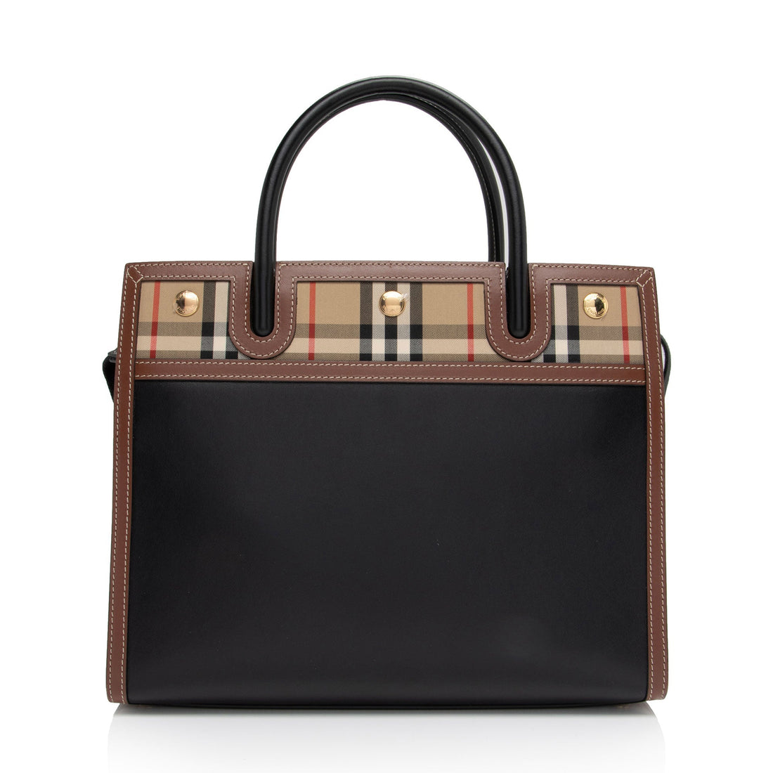 Burberry Vintage Check Smooth Calfskin Title Small Tote
