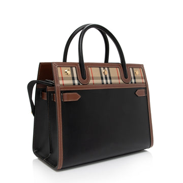 Burberry Vintage Check Smooth Calfskin Title Small Tote