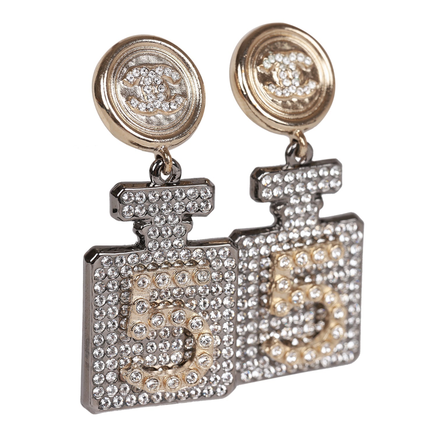 Chanel Crystal Embellished No. 5 Bottle Earrings